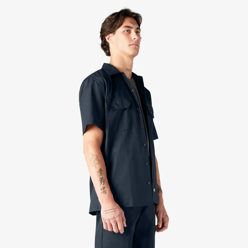 DICKIES MENS S/S WORK SHIRT (15740DN)- NAVY - Image 4