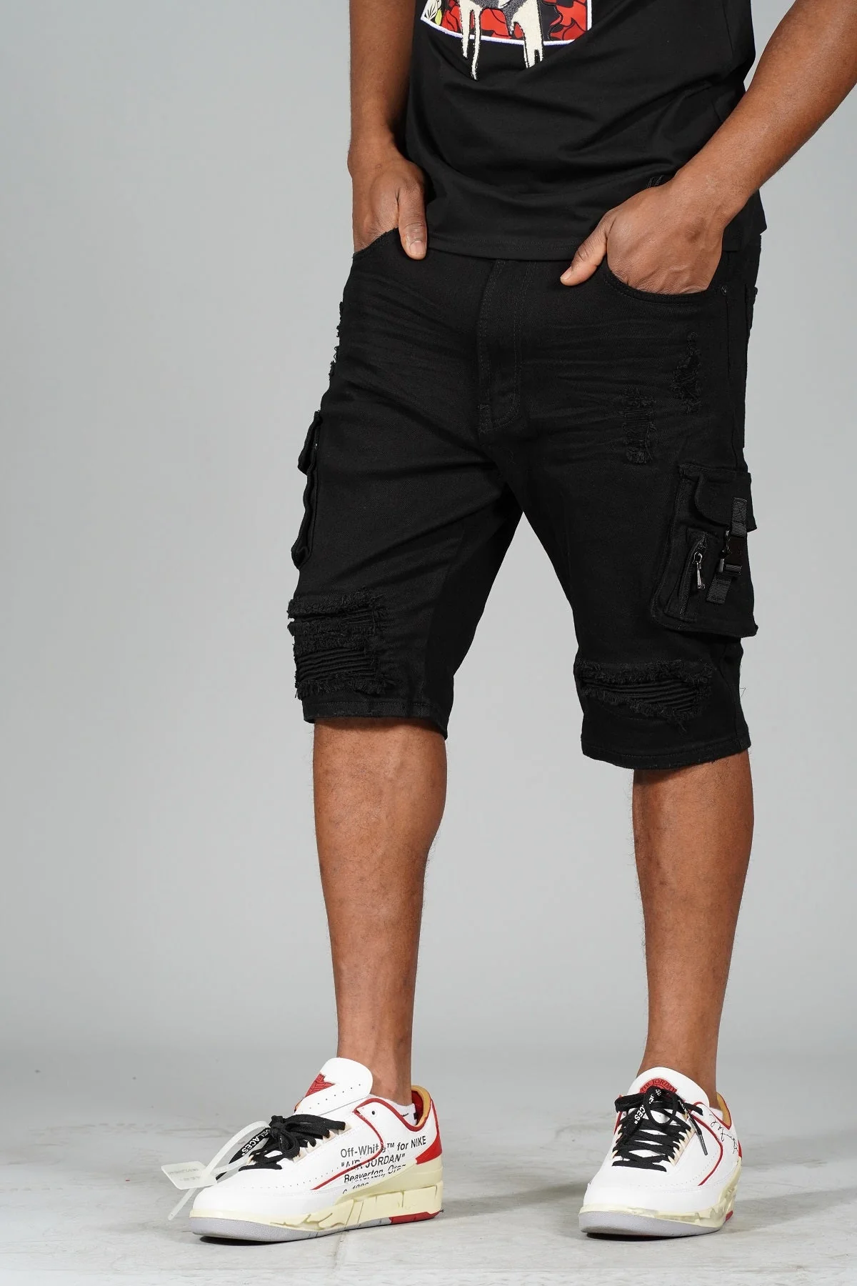 M936 Makobi Denim Cargo Shorts - Image 4