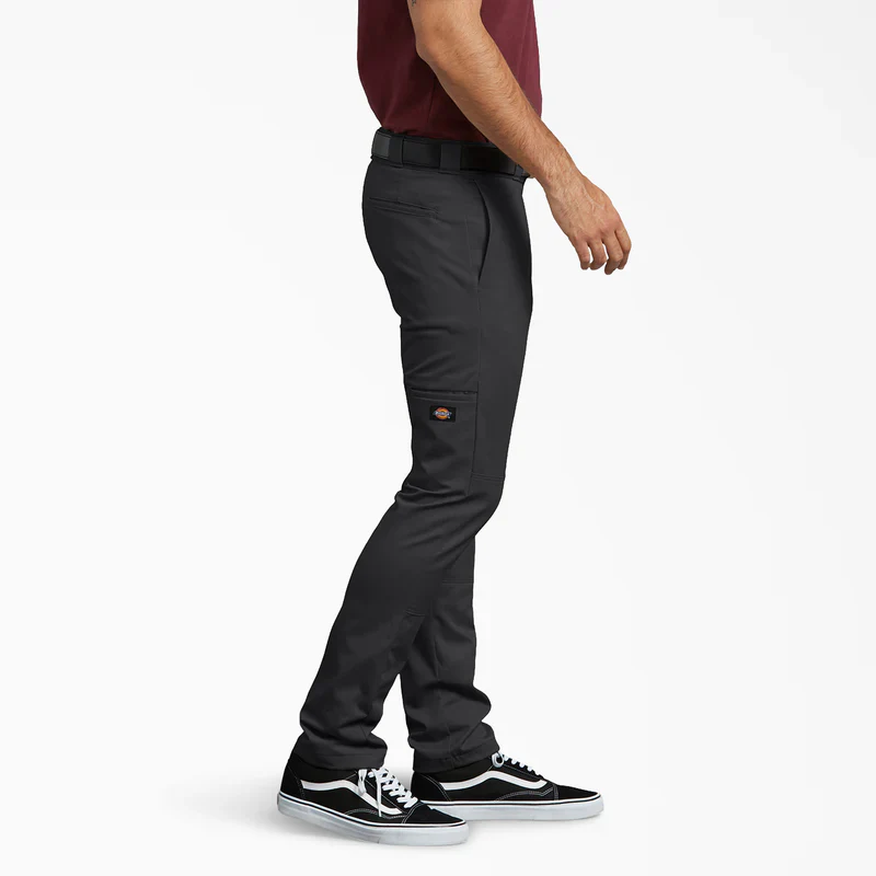 MENS TWILL DOUBLE KNEE WORK PANT -BLACK (WP811) -Skinny Fit - Image 3