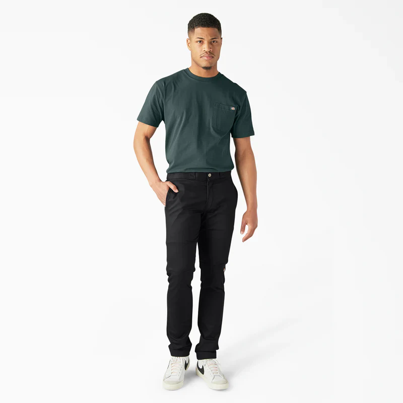 MENS TWILL DOUBLE KNEE WORK PANT -BLACK (WP811) -Skinny Fit - Image 4